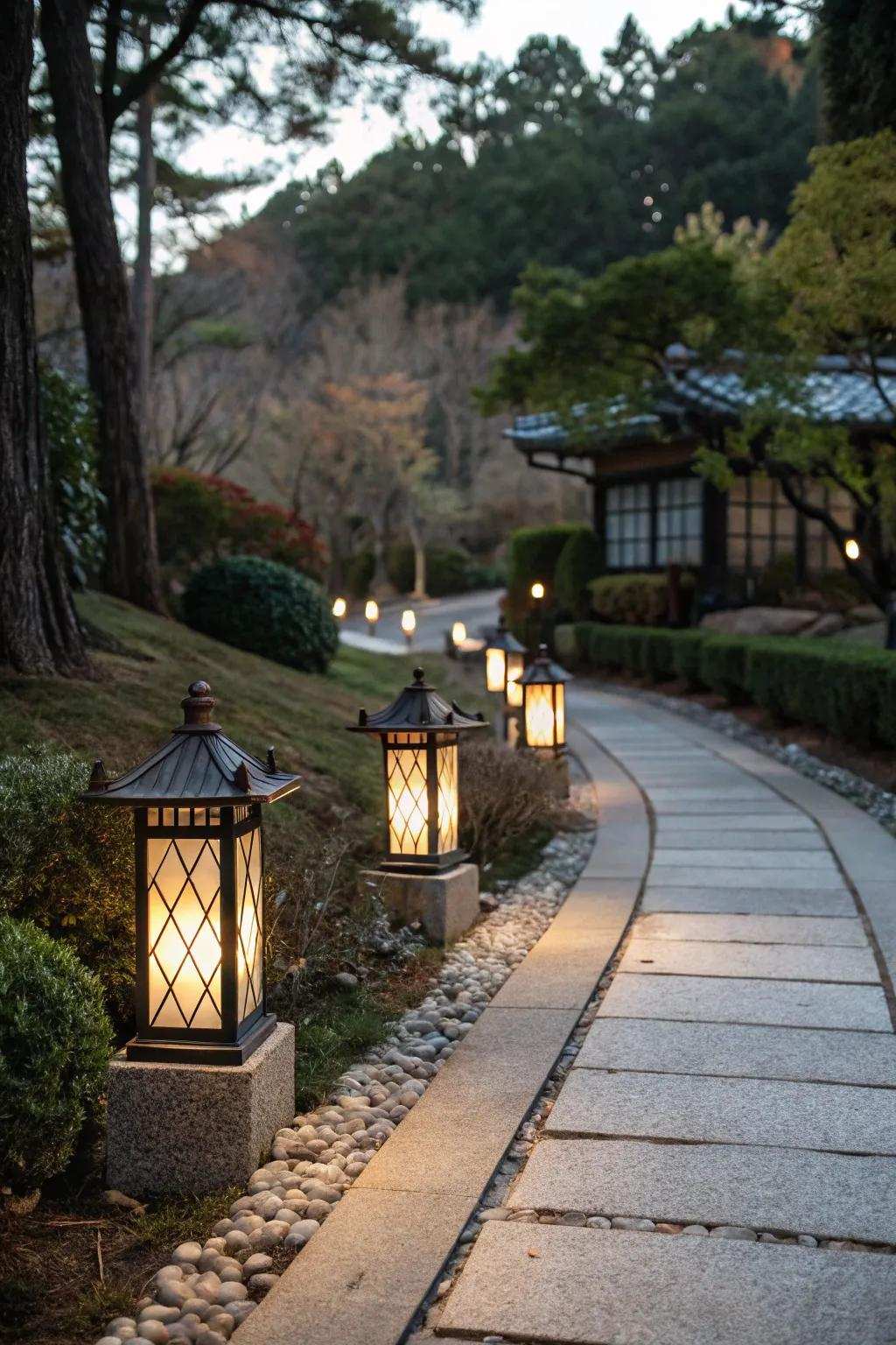 Ageless elegance with solar lamps illuminating your garden routes.