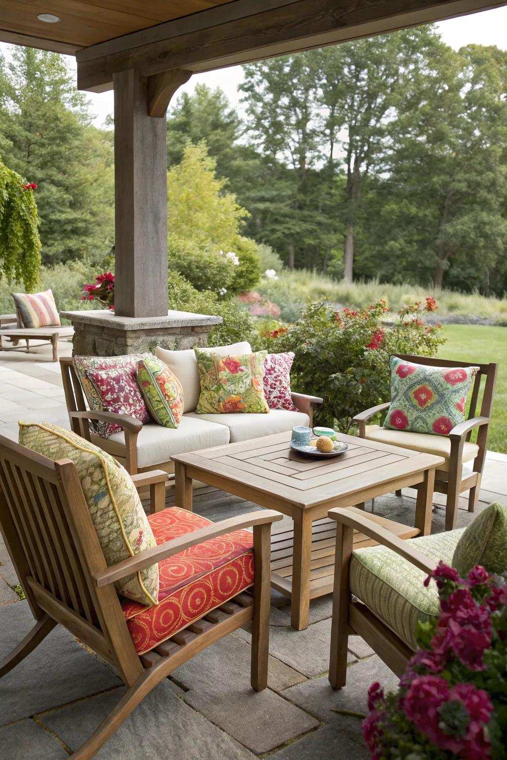 All-weather furniture keeping outdoor living comfortable in any season.