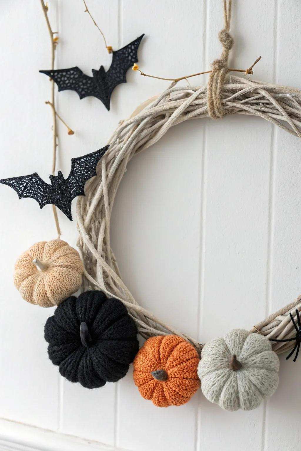 Amplify your Hallows decor via a soupcon of minimalist boho charms. 🎃🦇 #CrochetWreath #ScandiBoho