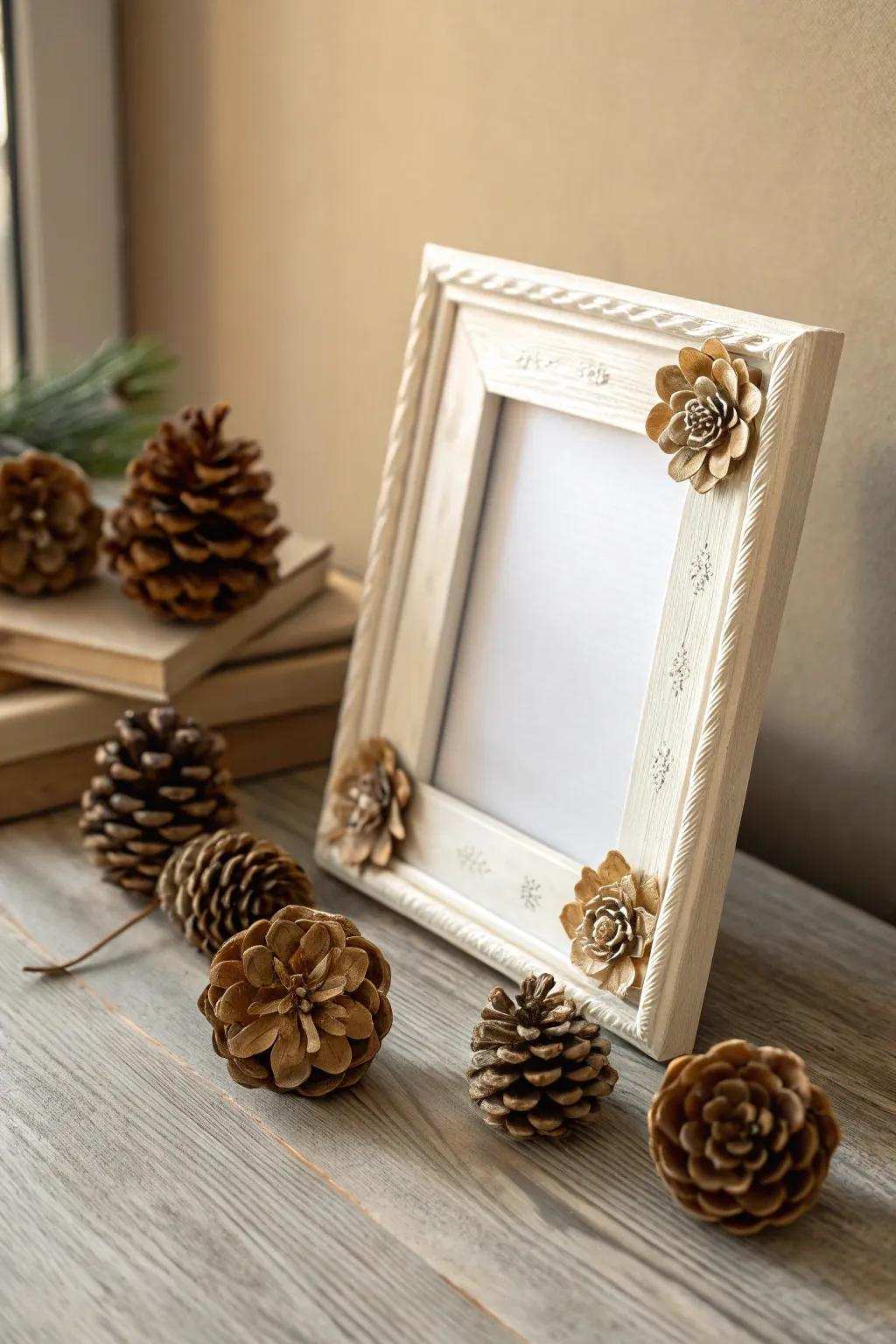Amplify your recollections with the organic elegance of pinecone floret artistry.