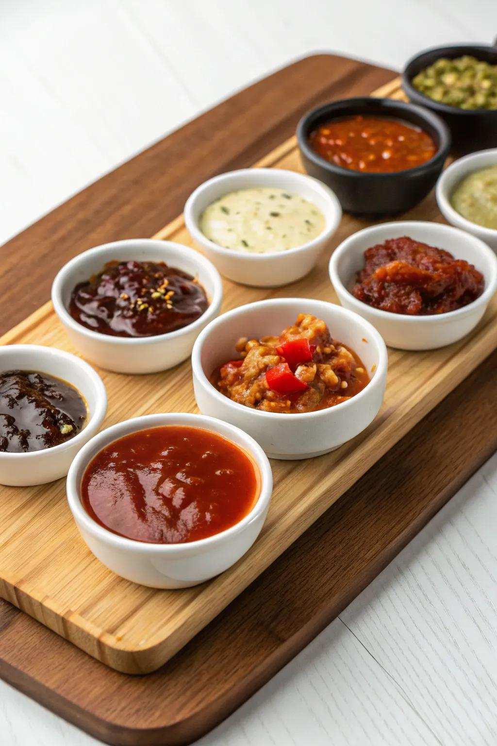 An array of sauces brings zest and delight to your spread
