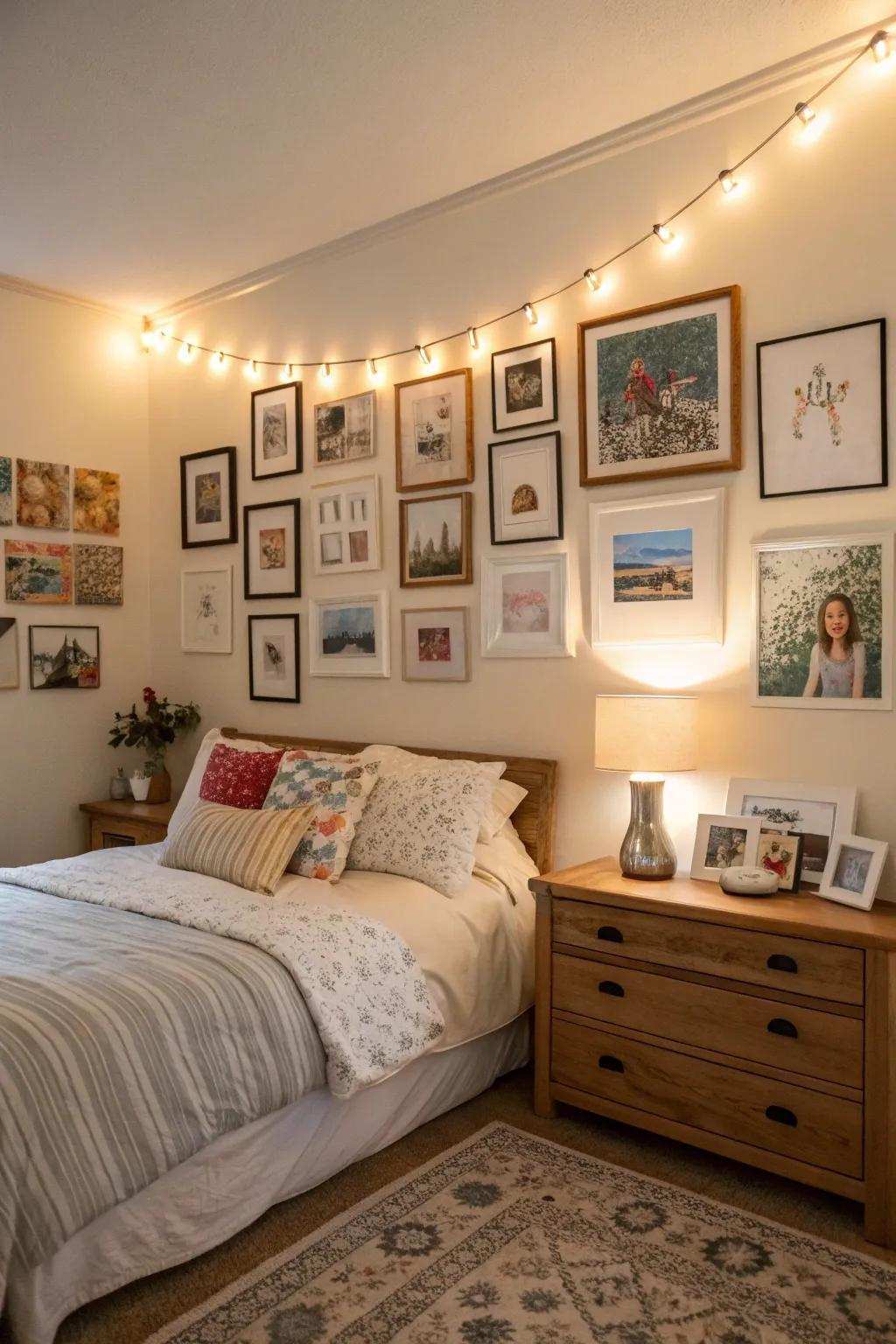 An artistic display captures cherished memories and connections.