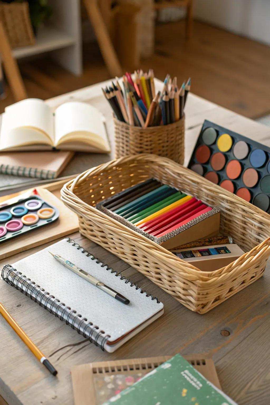 An artistic escape basket for creative minds.