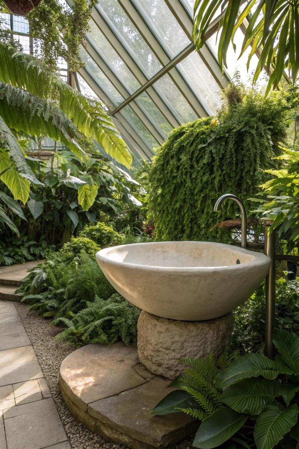 An artistic sink that acts as both a functional and artistic element.