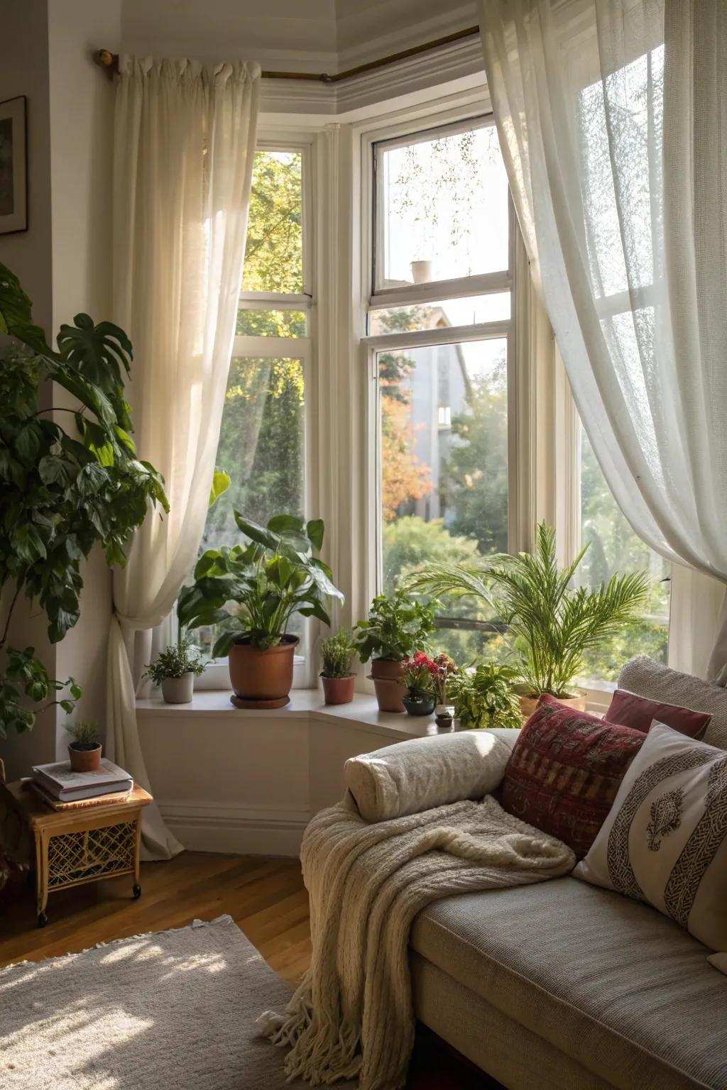 An attractive bay window enriching the character of a living space.