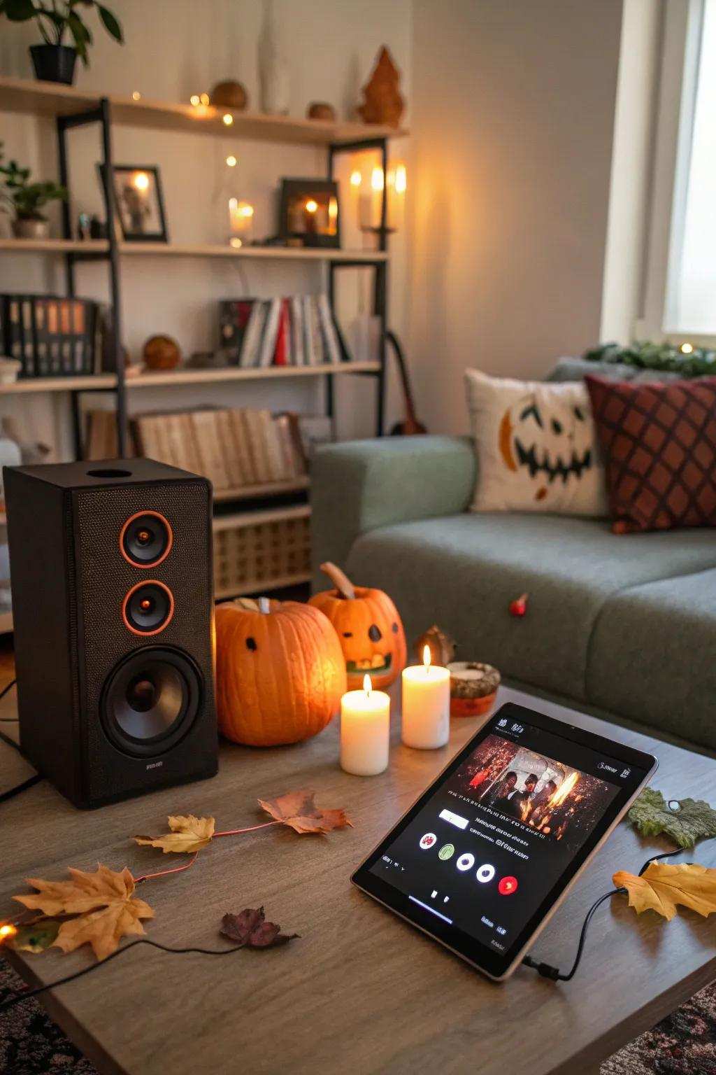 An eerie audio selection establishes the mood for a celebratory gathering.