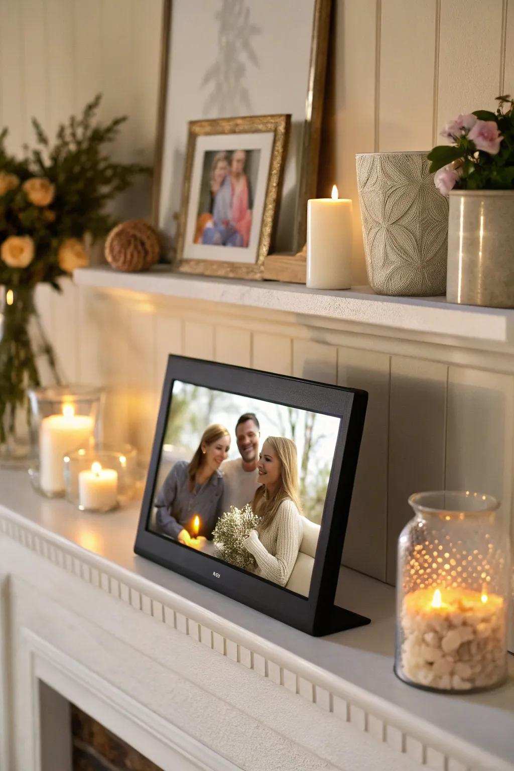 An electronic display showcasing treasured family memories.