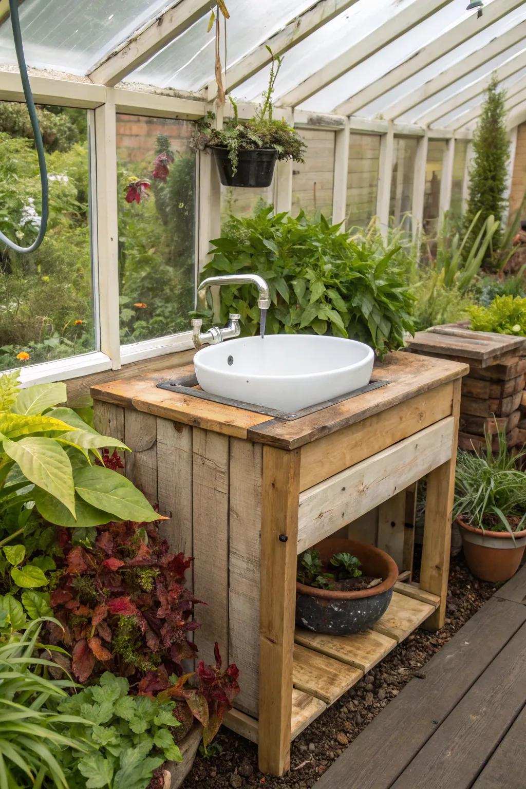 An environmentally friendly sink that enhances a sustainable gardening lifestyle.