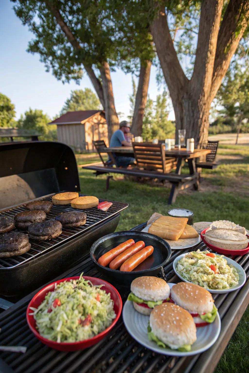 An exquisite barbecue feast, impeccable for a 4th of July wedding.