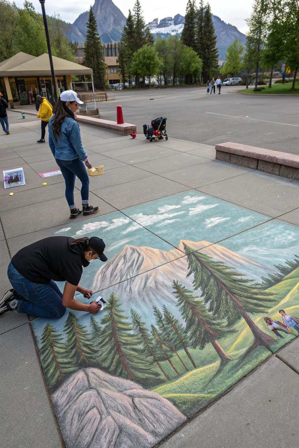 An impressive crayon landscape captures the glory of Mother Nature.
