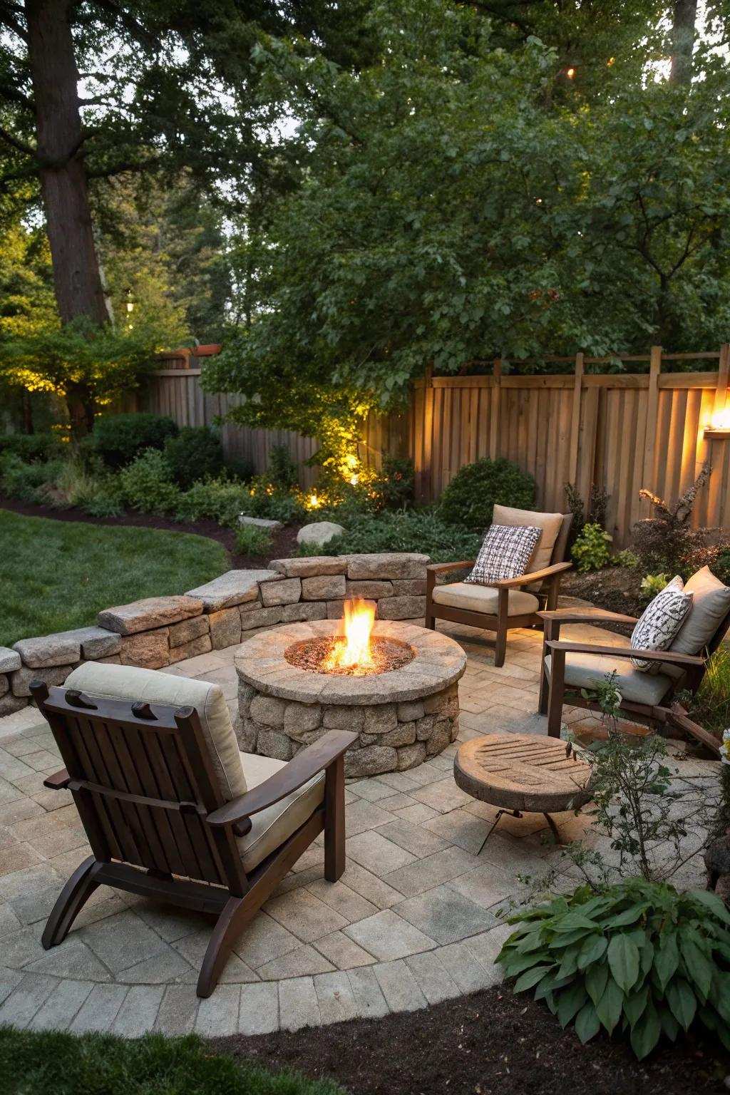 An inviting bonfire setting ideal for evening get-togethers.