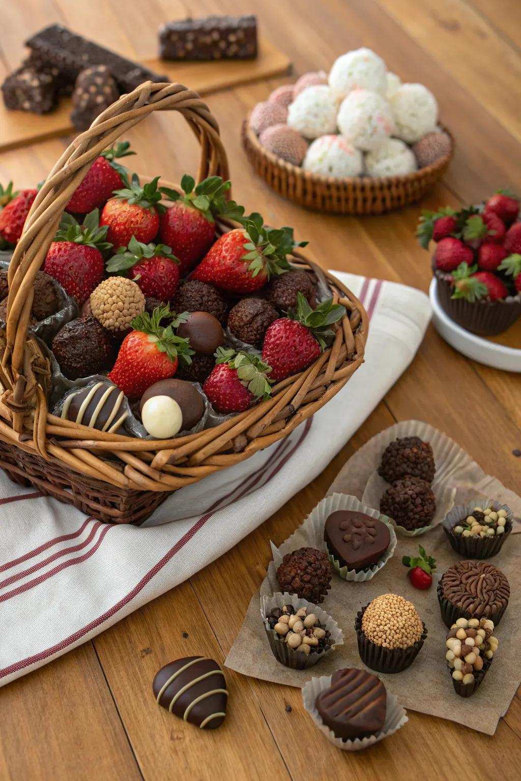 An irresistible chocolate lover's basket, the perfect Valentine's Day treat.