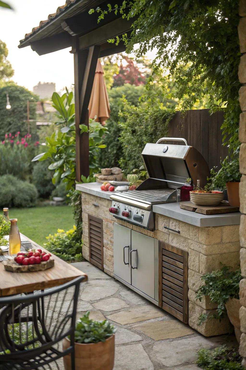 An outdoor culinary space making open-air dining a breeze.