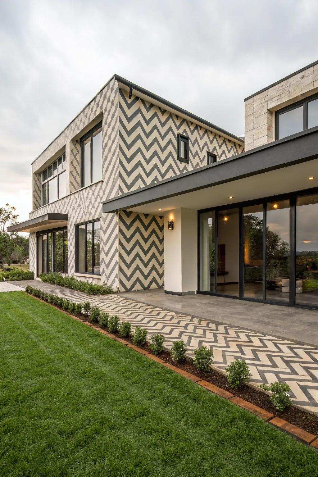 Angled design cladding introduces modern style.