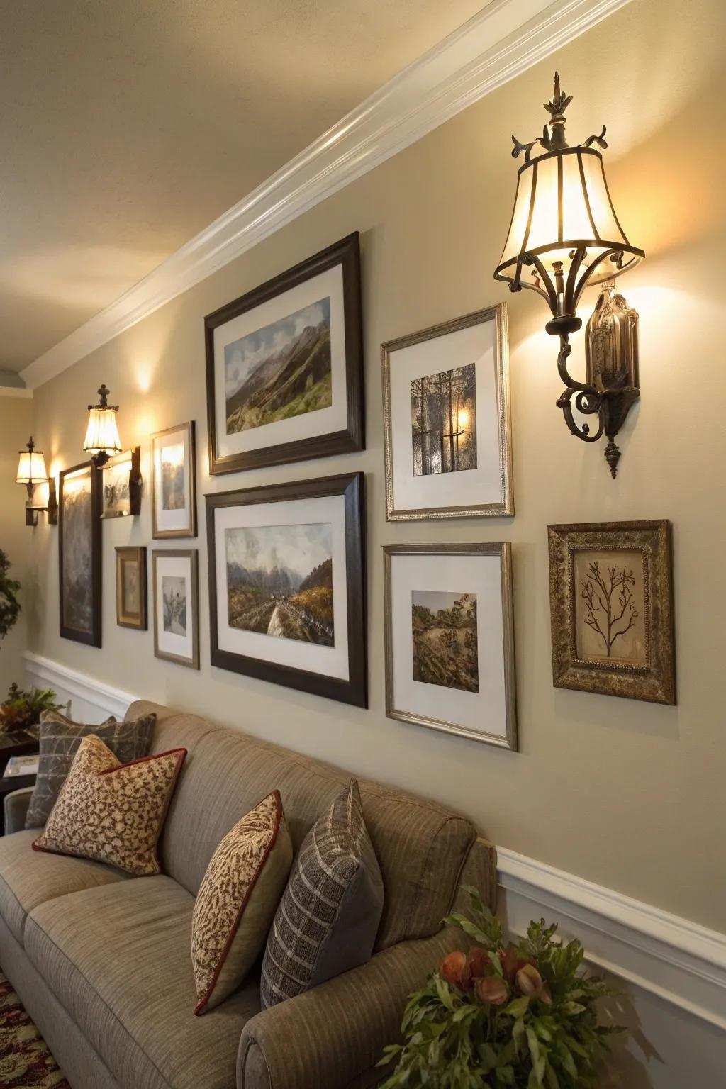 Art becomes the centerpiece with the correct lighting.
