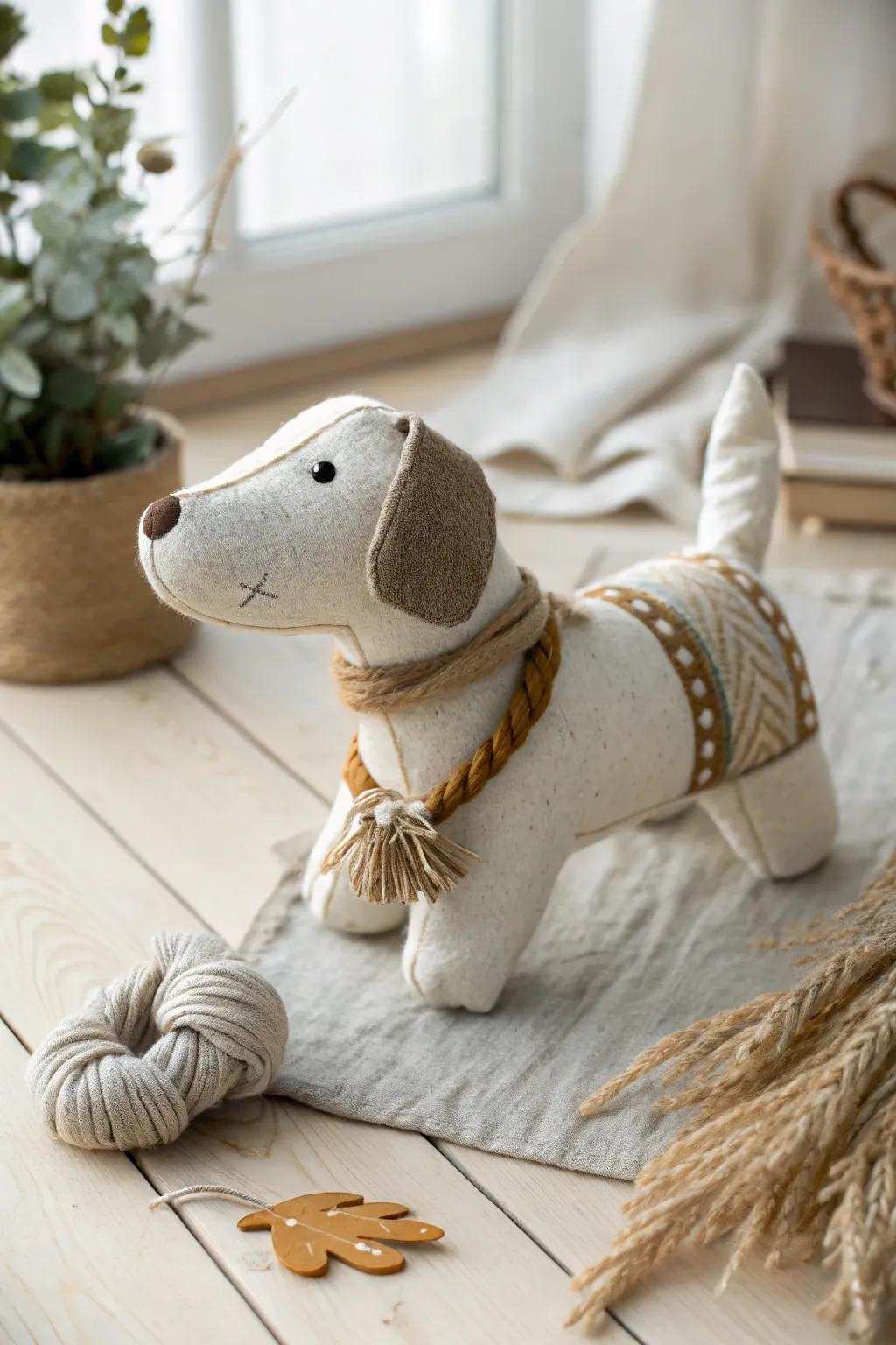 Artisan affection: A minimalist canine plaything for incessant amusement.