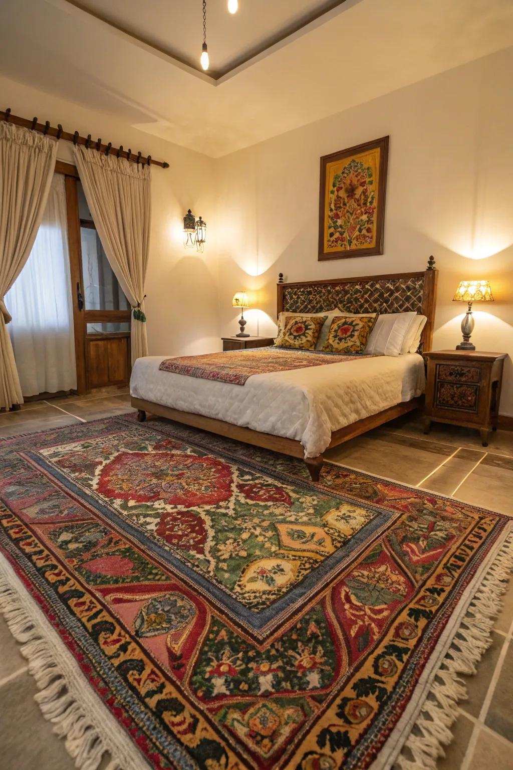 Artisan made floor coverings add warmth and texture.