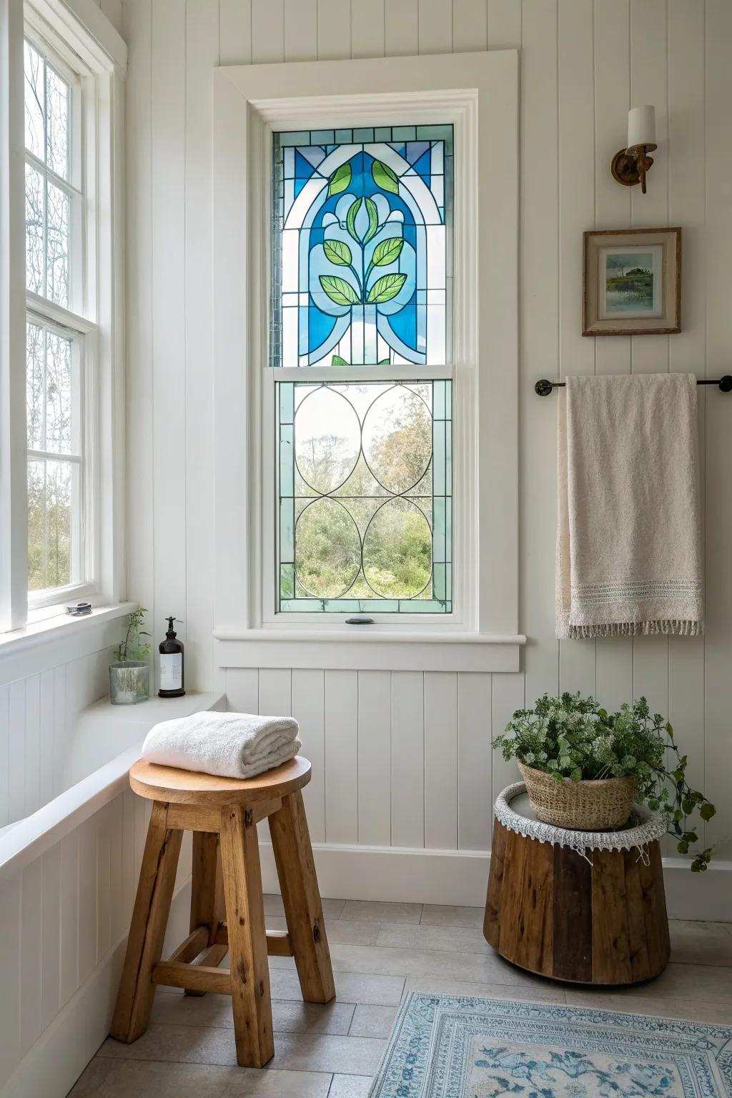 Artistic expression with colorful dyed glass windows. 🎨 #ArtisticDesign #ColorfulSpaces