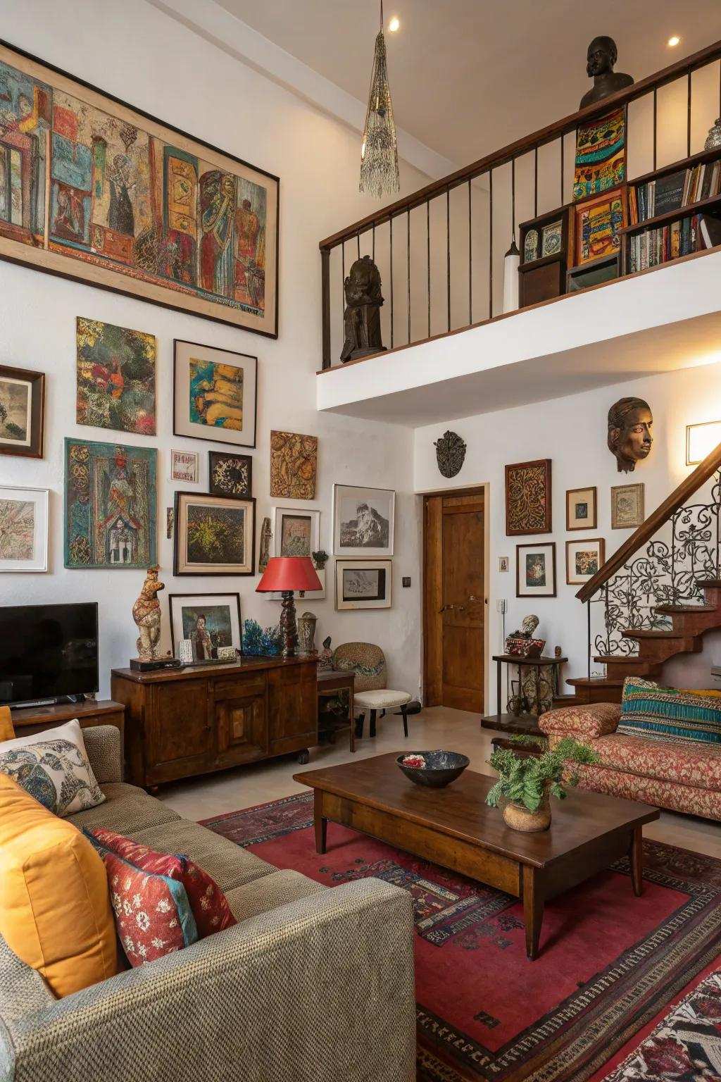 Artistry and embellishments personalize the living setting.