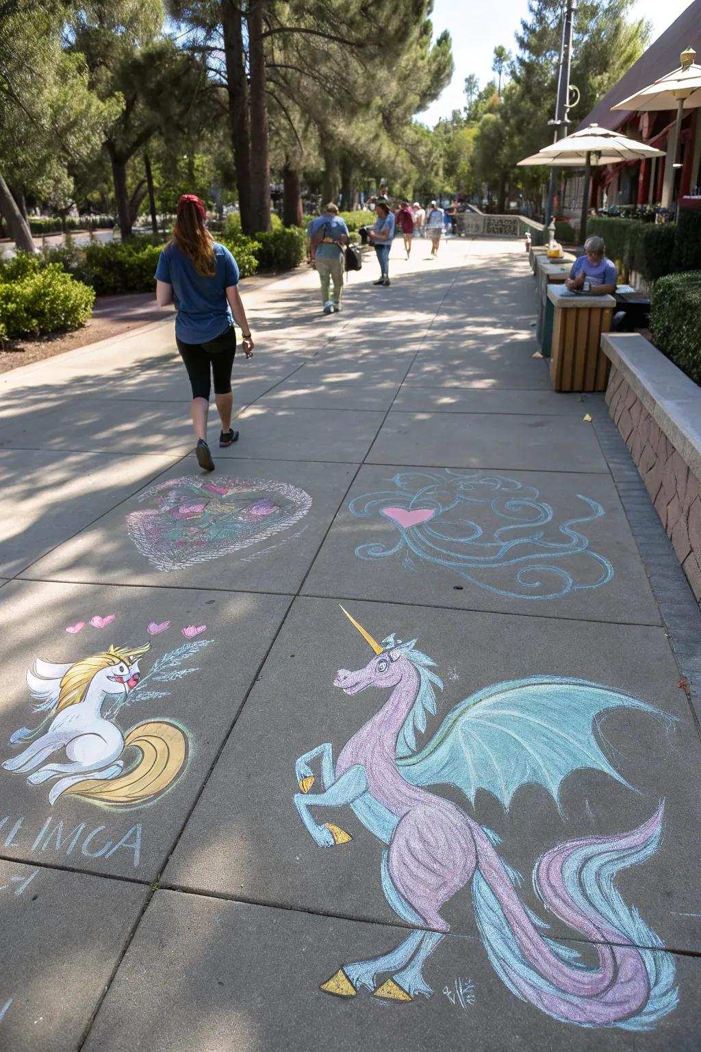 Attractive storybook characters come alive with chalk.