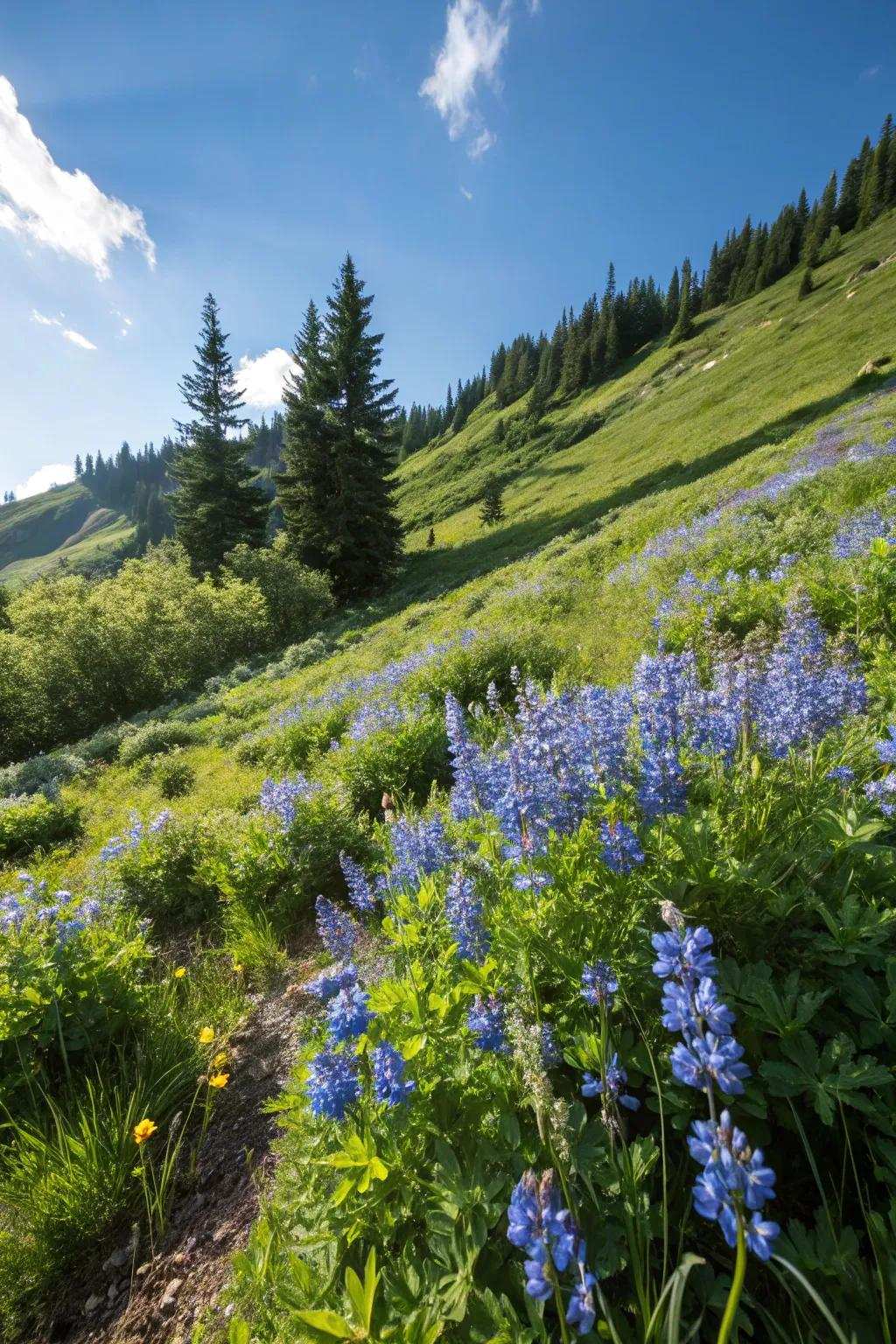 Azure Delight Veronica inserts a splash of color into sunny slopes.