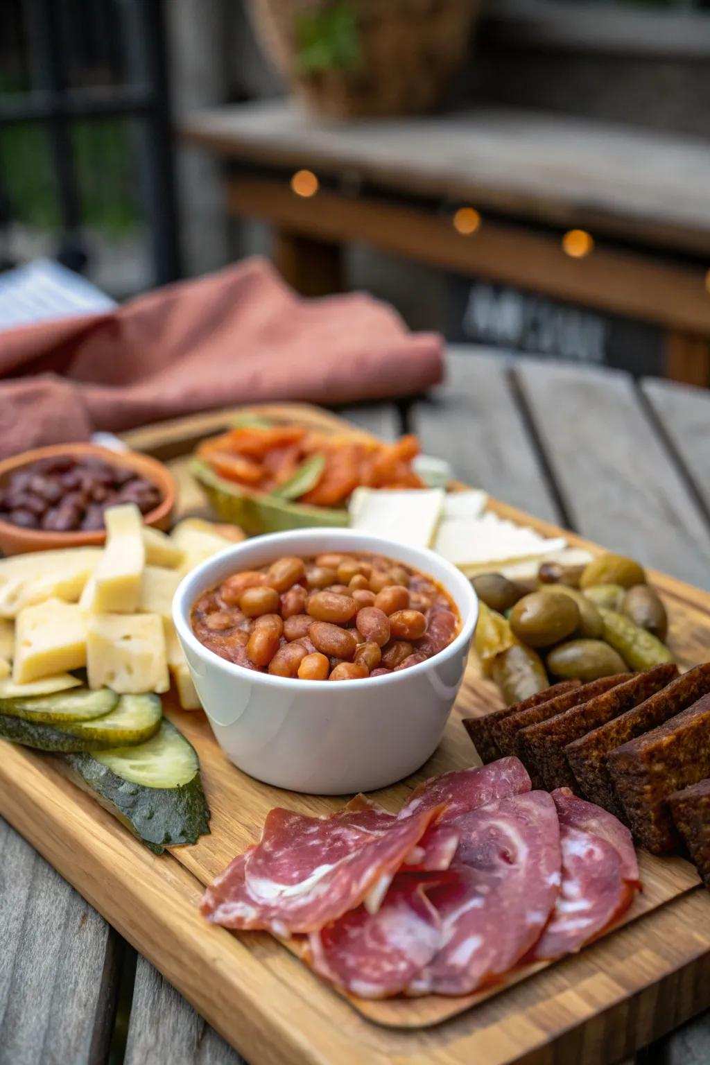 Baked beans provide warmth and comfort to the display