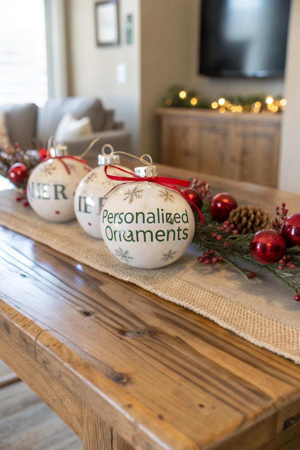 Bespoke baubles result in unforgettable table tokens.