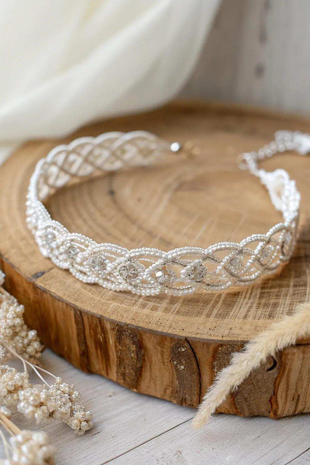 Bewitch your aesthetic through a handcrafted otherworldly headband, wherein minimalism converges with mystical grace.