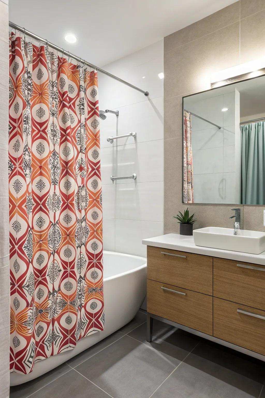 Bold patterns can transform your bathroom into an energetic space.