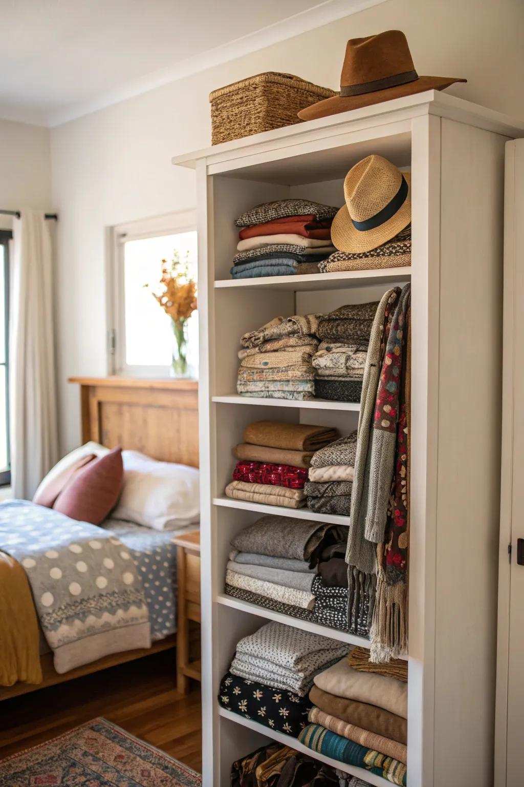 Bookshelves offer versatile storage choices.