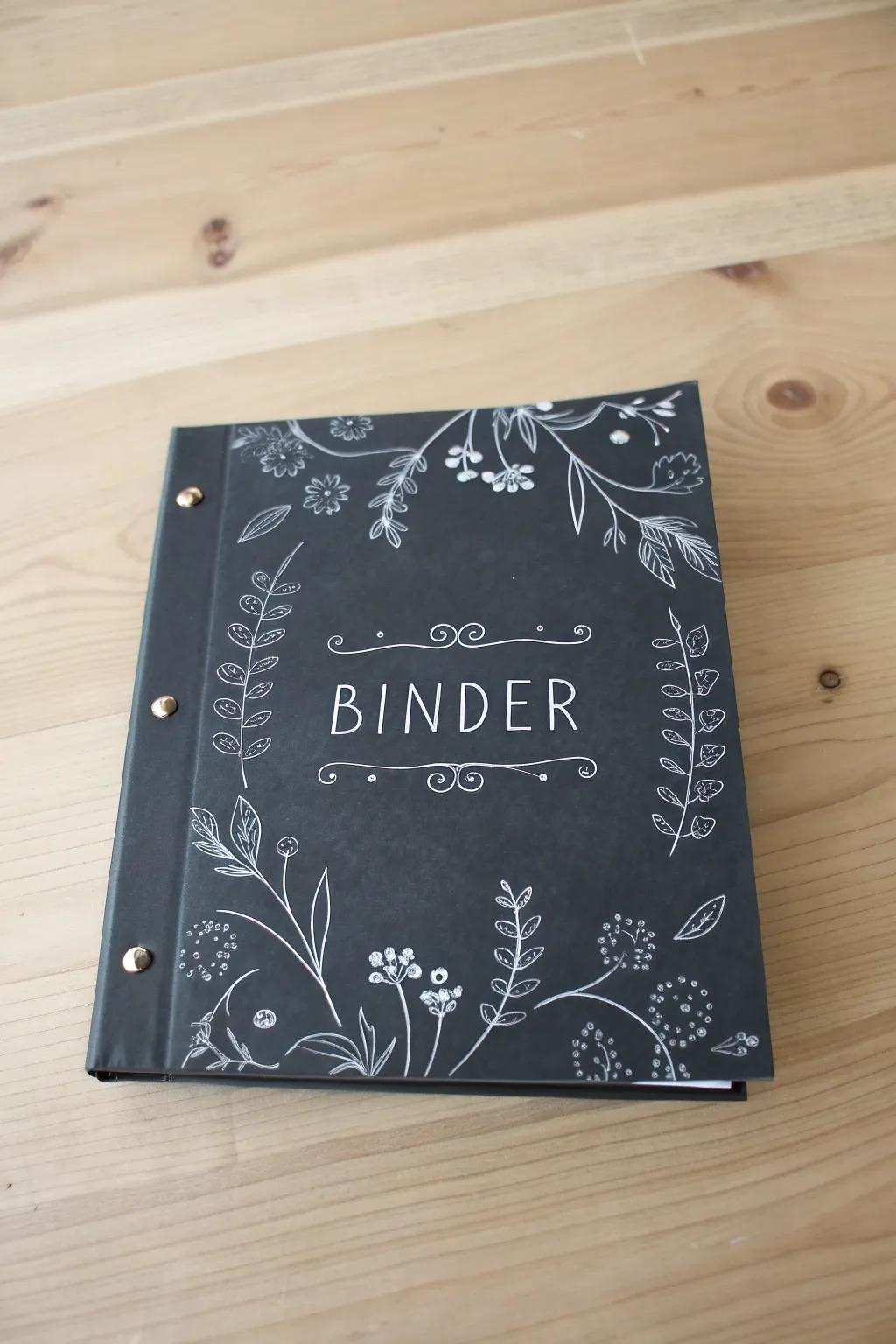 Boost your binder's appeal with a refined slate design, where simplicity meets artistic expression.
