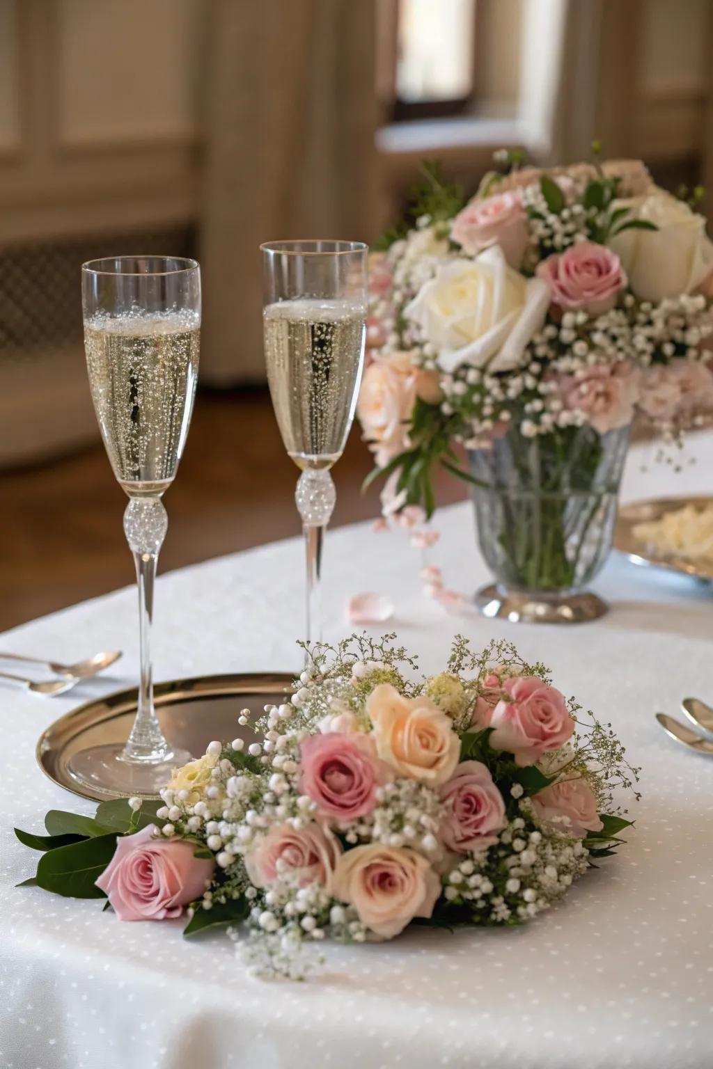 Botanical embellishments infuse a refreshing element into your sparkling wine toast.