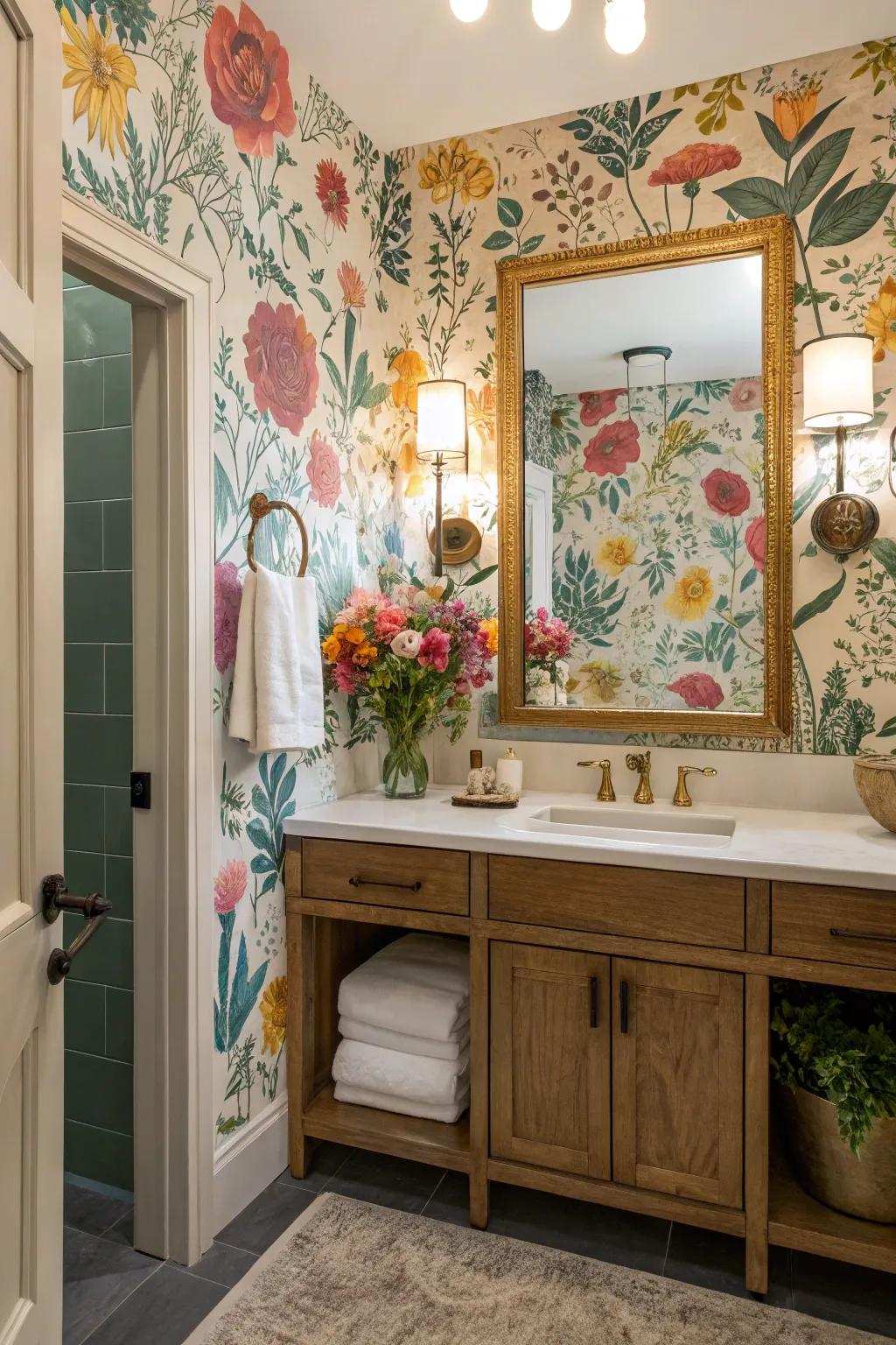 Botanical wall coverings introduce natural beauty and elegance to any bathroom space.