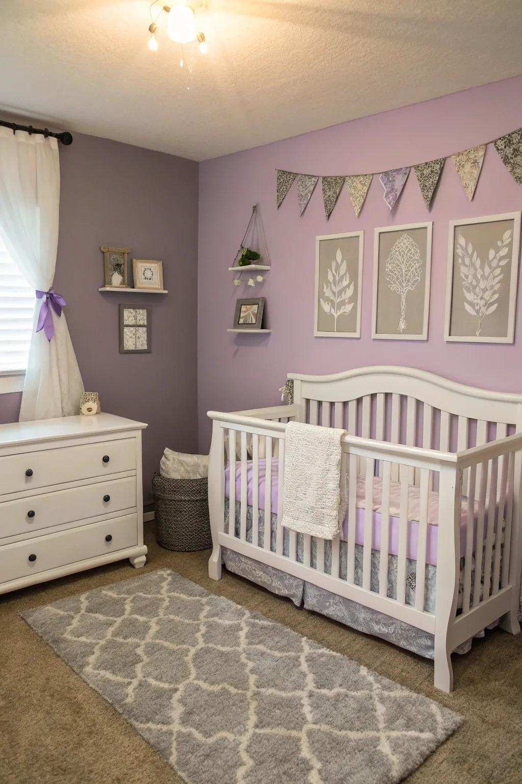Bright and neutral accents enrich the soft shade atmosphere.