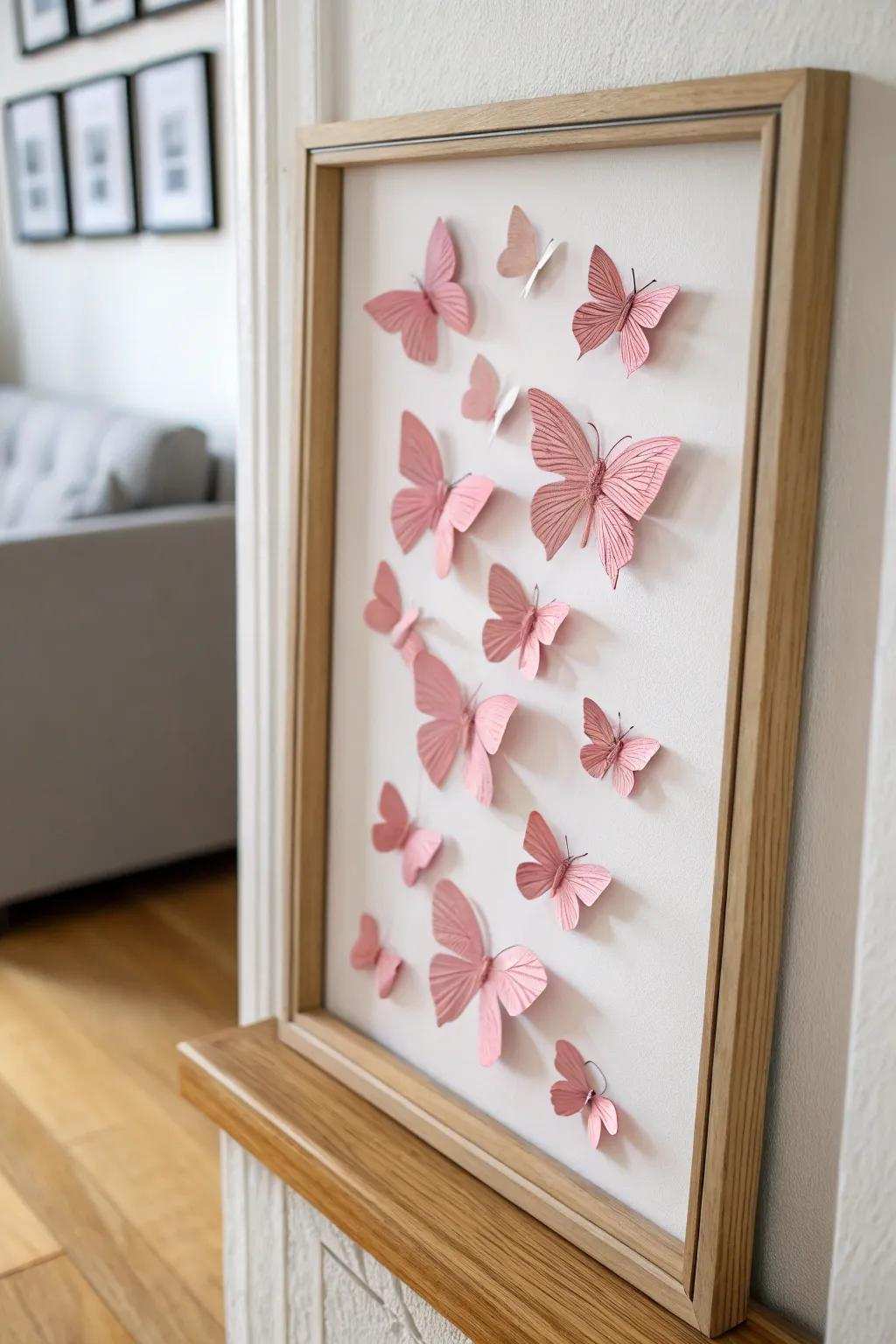 Bring a hint of springtime with these charming rose lepidoptera frames that offer beauty and simplicity to any space.
