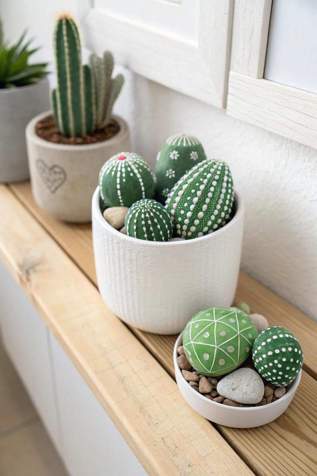 Bring a hint of the desert indoors with these delightful stone cacti—no watering needed!