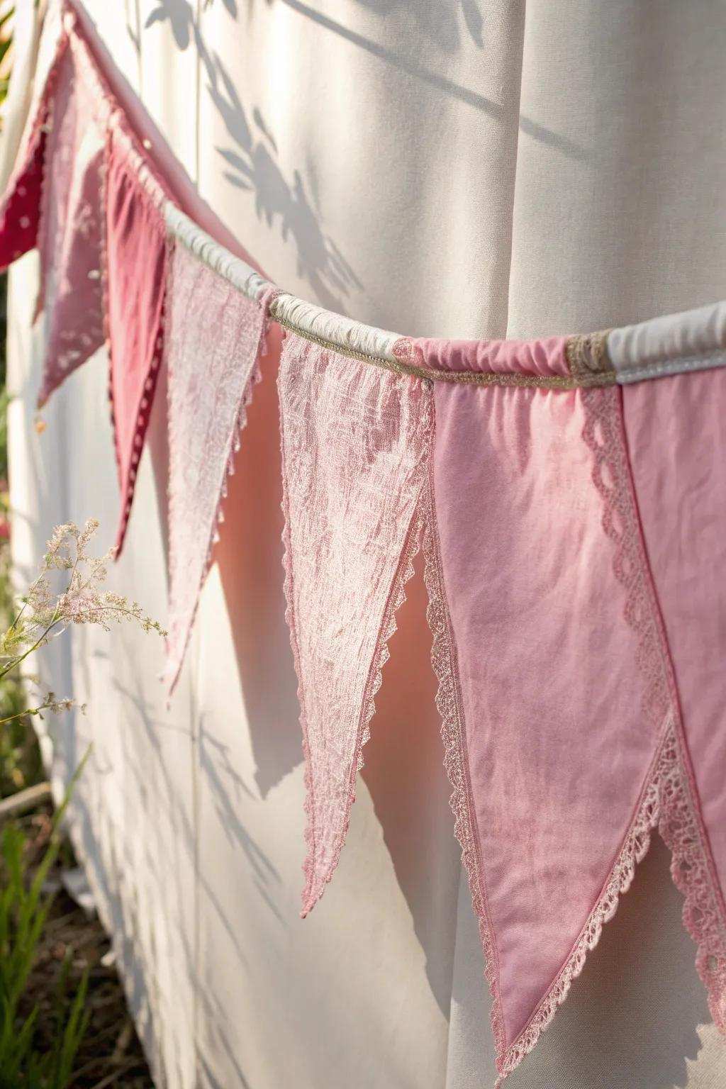 Bring a touch of festive charm with this elegant rose cloth bunting, ideal for a simple yet bohemian-inspired décor.