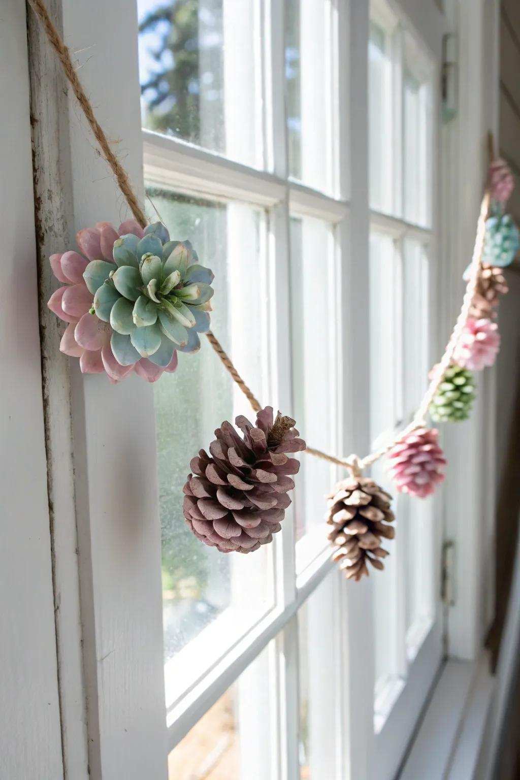 Bring a whimsical element to your setting with an awe-inspiring pinecone floret festoon, where nature converges with minimalist sophistication.