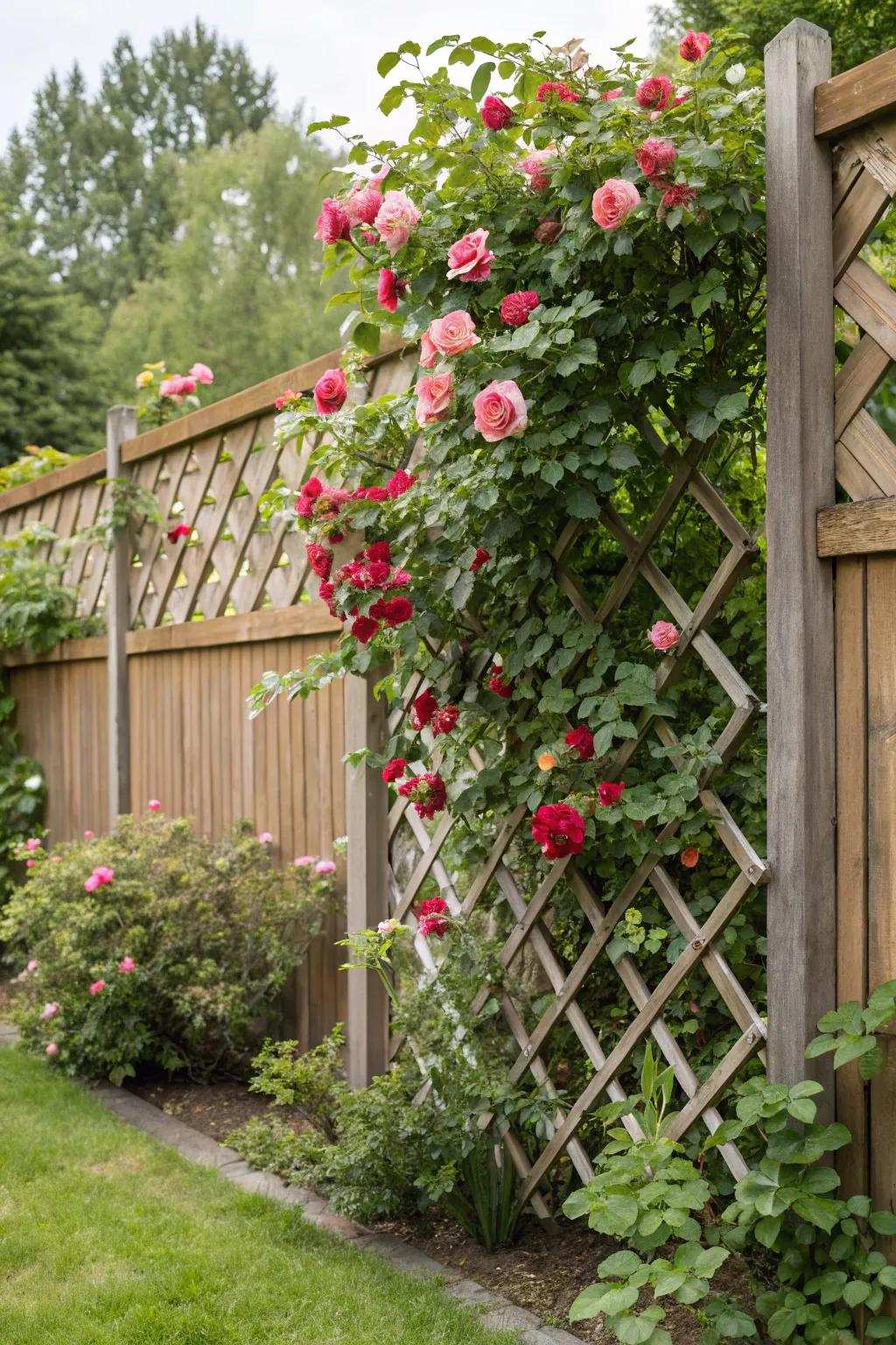 Bring sophistication to your garden with ornamental lattice fence screens.