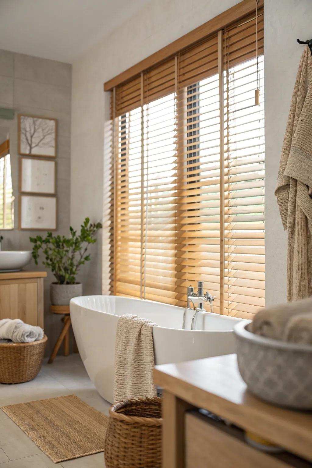 Bring the natural world inside with cozy timber blinds. 🌿 #EcoFriendly #WarmInteriors