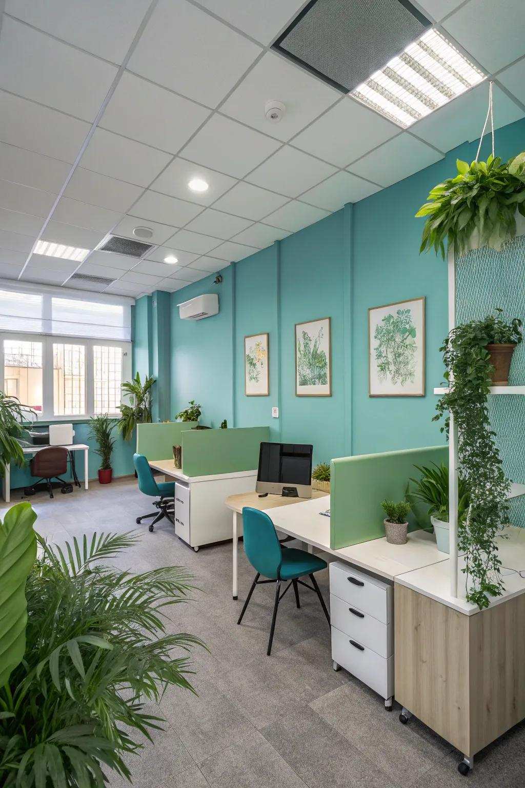 Calming colors enhance focus and create a peaceful atmosphere.