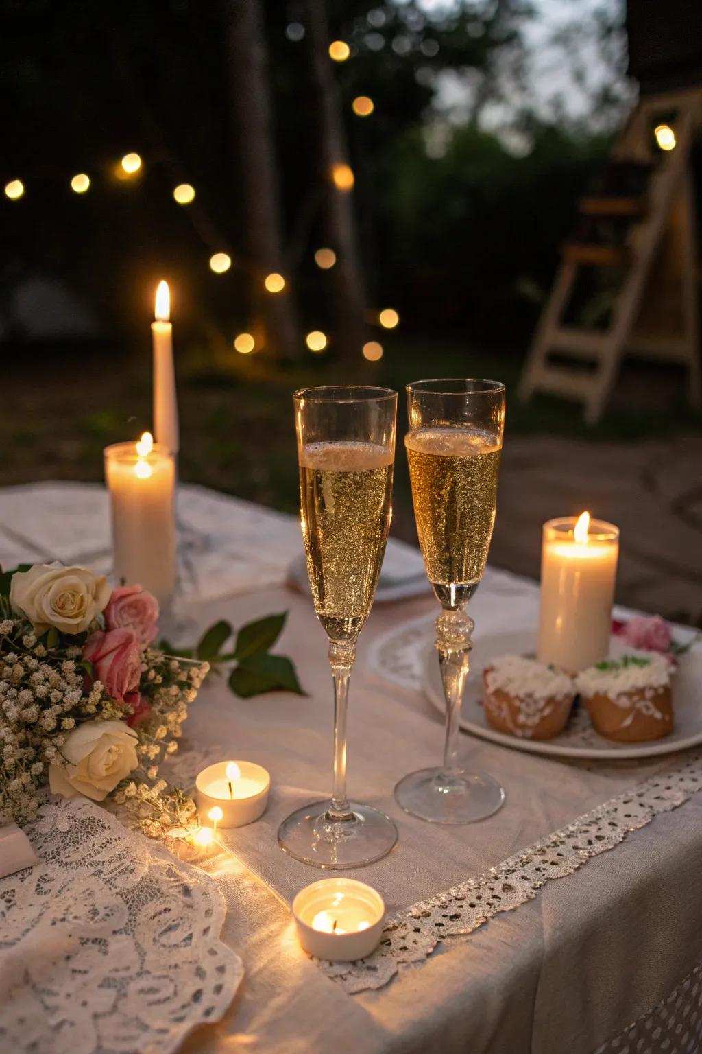 Candle-lit ambiance for a warm and intimate toast.
