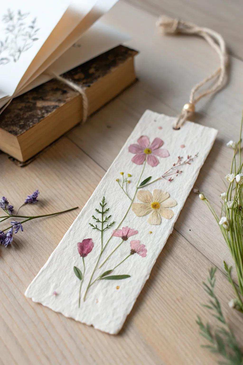 Capture the essence of nature through this charming, handcrafted floral page marker—suited for infusing a hint of whimsy into your perusing escapades.