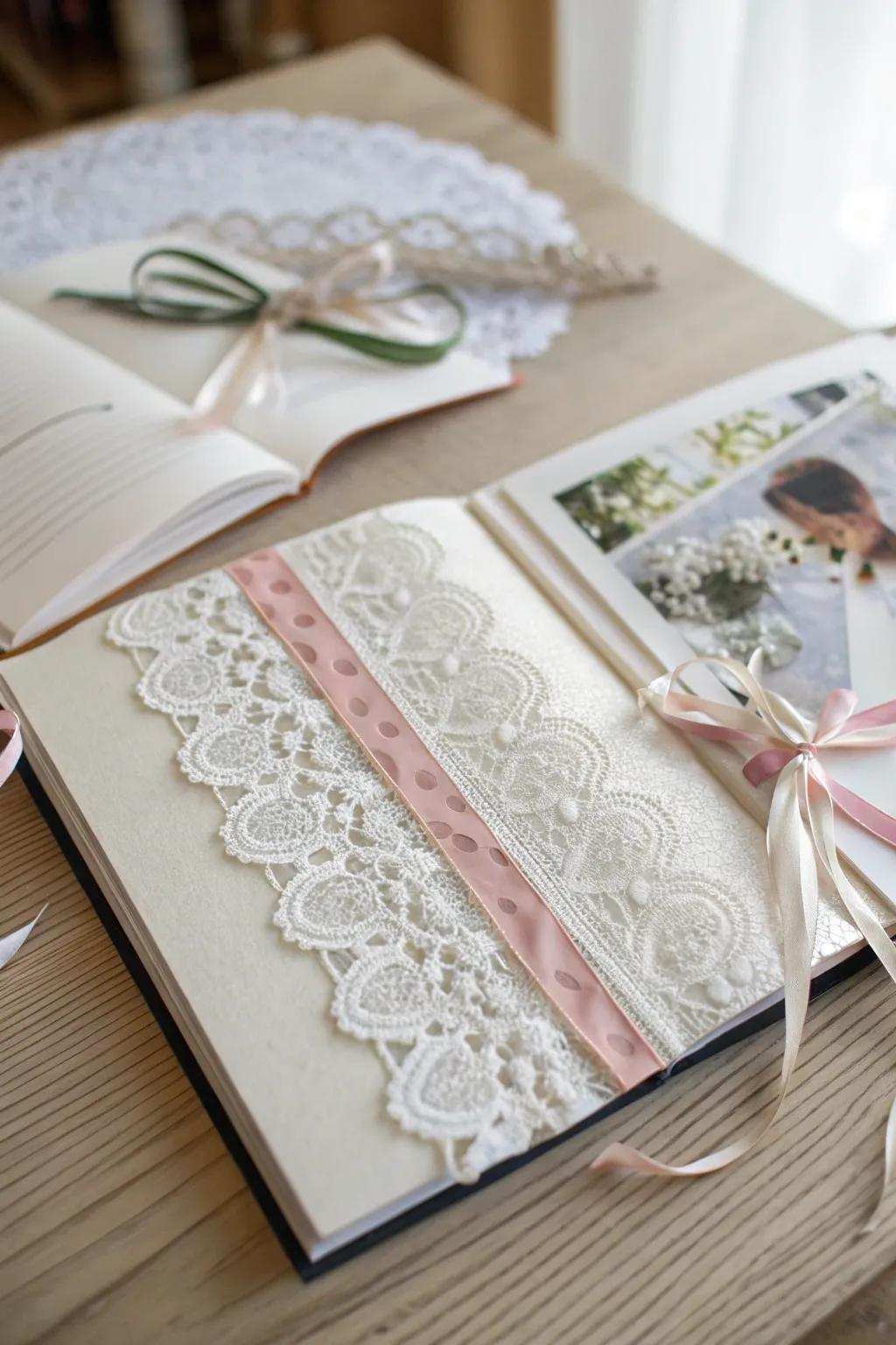 Capture the essence of your special day with ribbons and trimmings, transforming memories into a timeless keepsake.