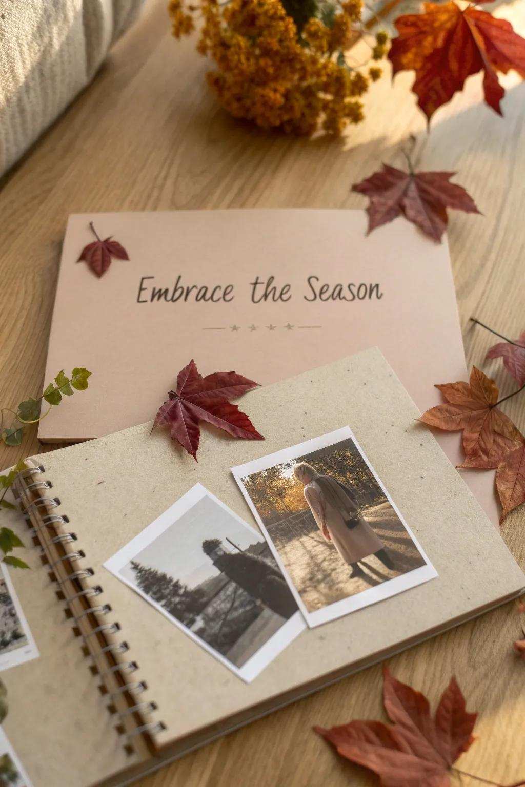 Capture the feeling of the season with a beautifully themed scrapbook layout. 🍂✨