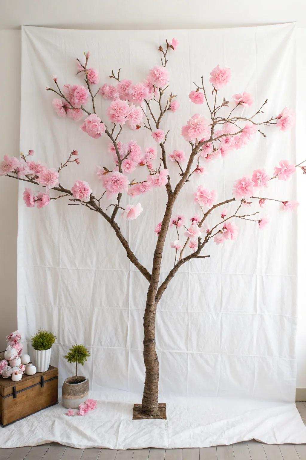 Capture the fleeting beauty of springtime with crafted flowering cherries. 🌸✨
