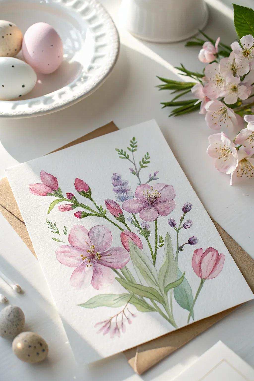 Celebrate Easter through the understated elegance of handcrafted liquid color cards, embodying the essence of springtime blooms.