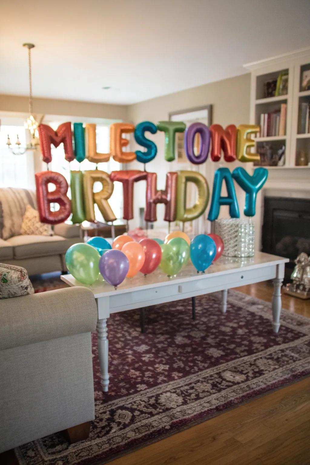 Celebrate significant birthdays with eye-catching number balloons.