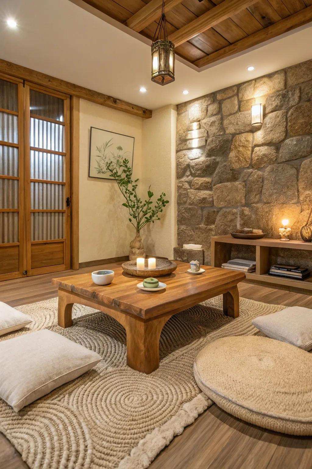 Celebrate the allure of organic materials to amplify your zen design aesthetic.
