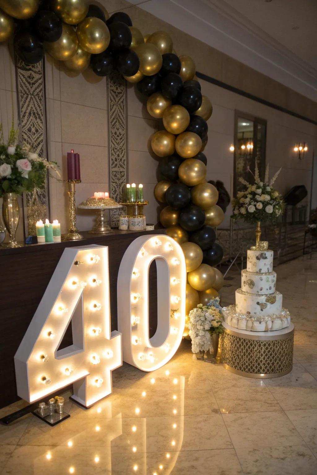 Celebrate the big 4-0 with a bright display.